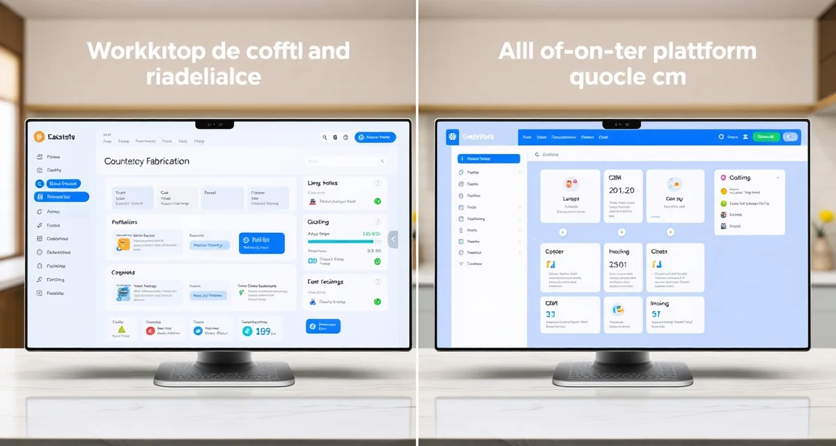 Side-by-side comparison of ActionFlow and iCounterSoft countertop fabrication management software features and capabilities.
