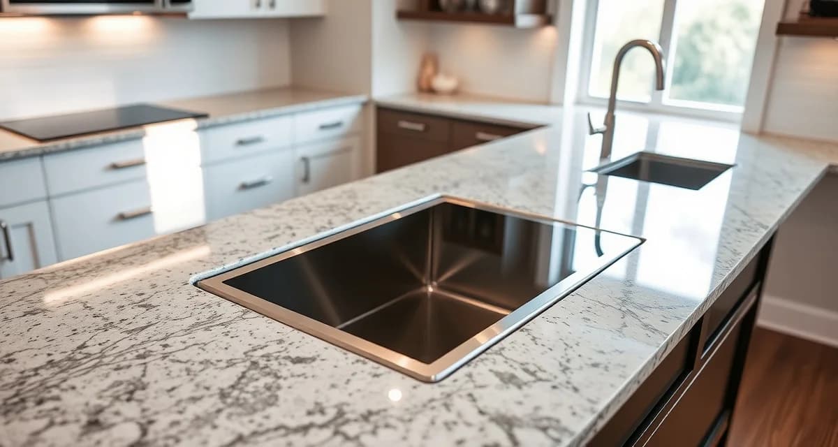 Professional cooktop cutout installation in granite countertop showing precise measurements and stainless steel drop-in range placement