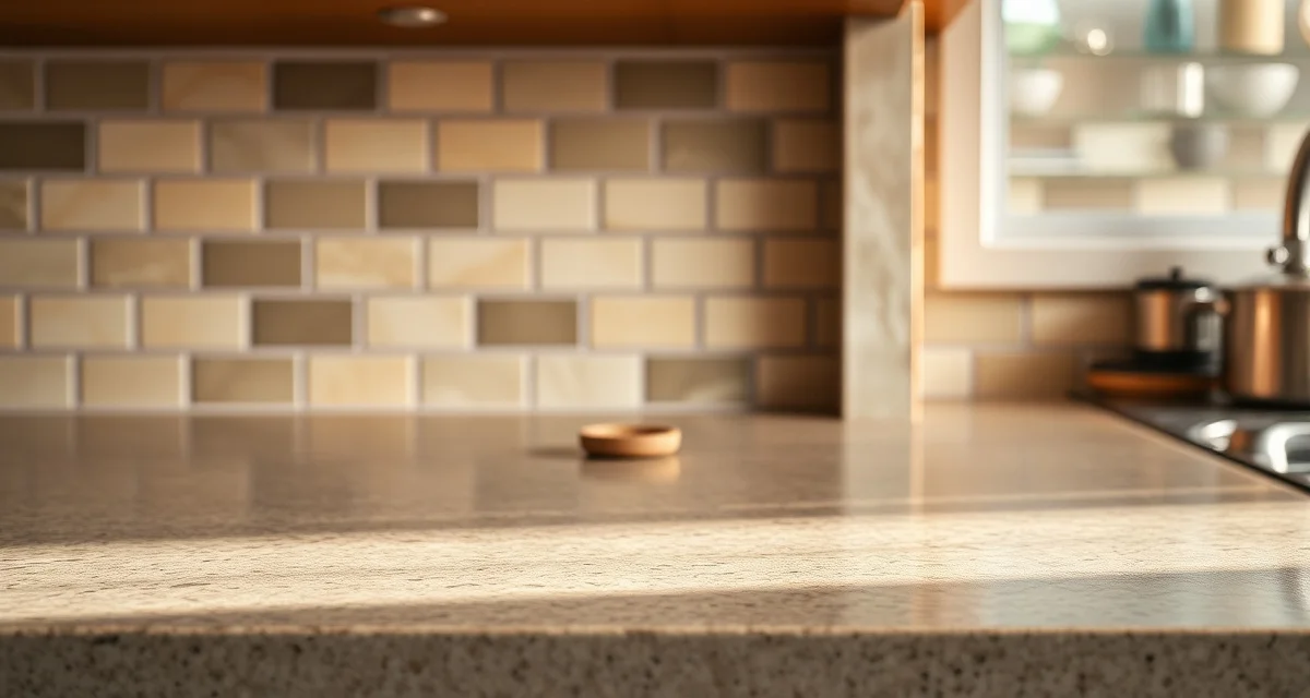 Close-up of gap between stone countertop and backsplash tile showing common kitchen installation issue