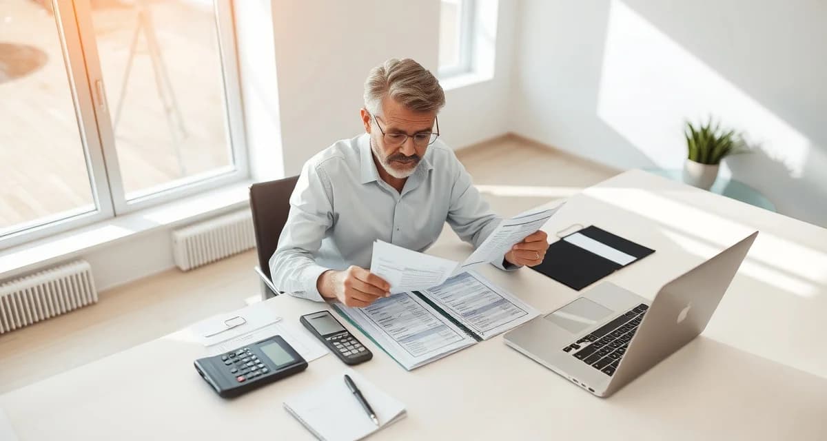 Fabrication shop owner managing payment collection and cash flow through organized invoicing system and financial tracking