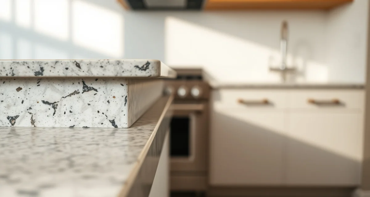 Close-up of a gap between stone countertop and wall showing common installation spacing issue in kitchen