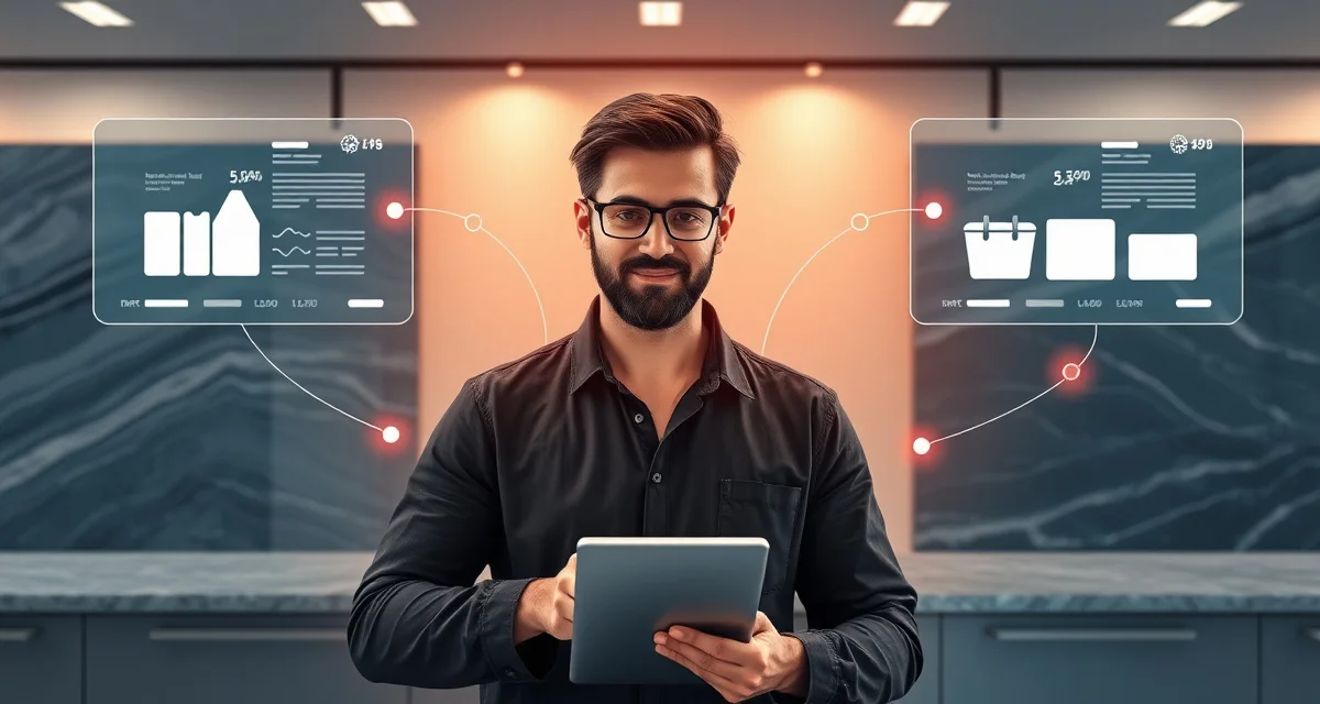 Visual guide showing the migration process from EasyStoneShop to SlabWise countertop fabrication software with data transfer workflow