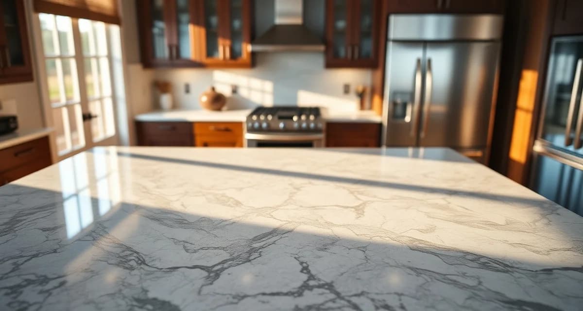 Polished granite countertop in modern kitchen with natural veining patterns and premium finish, representing mid-range granite countertop cost options.
