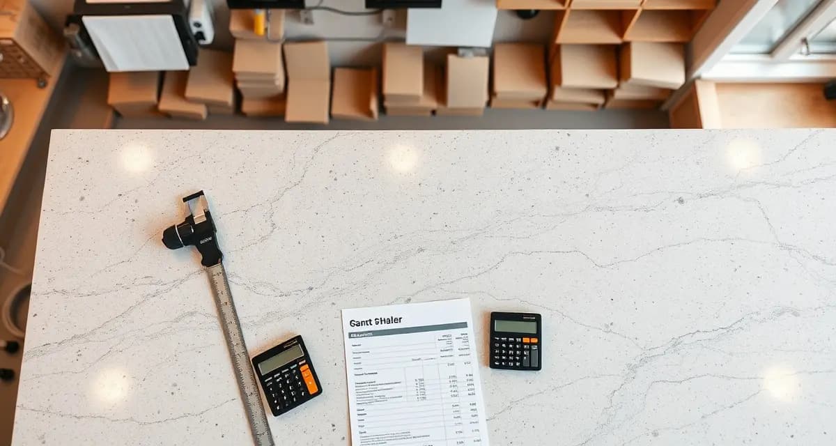 Job costing spreadsheet and cost analysis tools for countertop fabrication projects, showing materials and labor tracking.