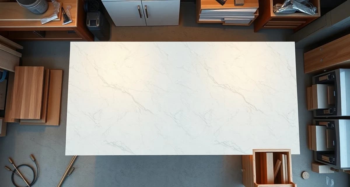 L-shaped countertop layout showing corner seam fabrication and material planning for stone installation