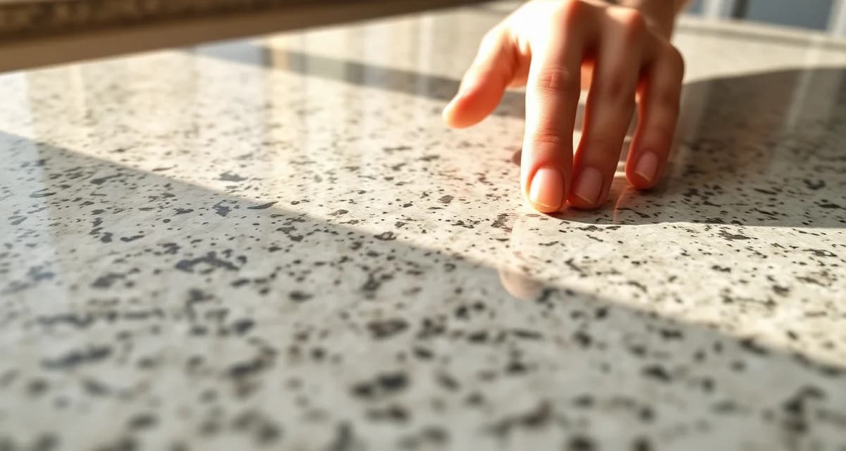 Close-up of leathered granite countertop showing soft textured surface with dimpled pebbled finish and matte appearance.