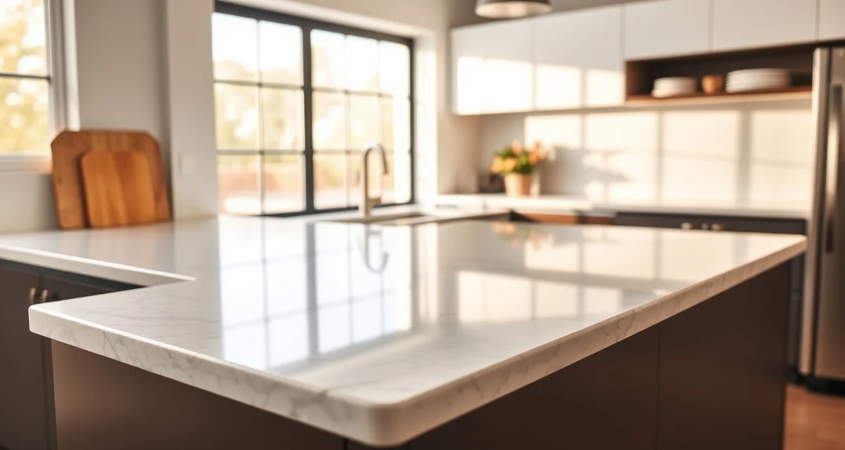 Lowe's countertop materials including quartz, granite, and MSI options displayed with professional installation setup