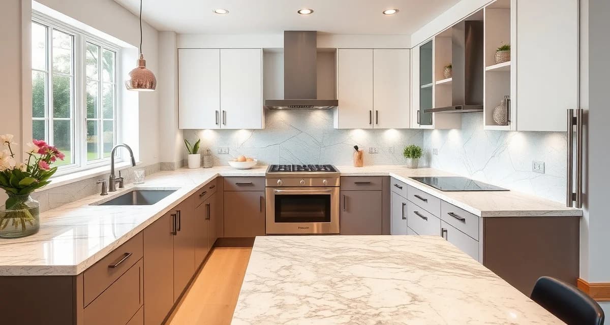 Memphis countertop materials and cost comparison Premium kitchen countertops in Memphis showing quartz and granite material options with 2026 pricing examples displayed