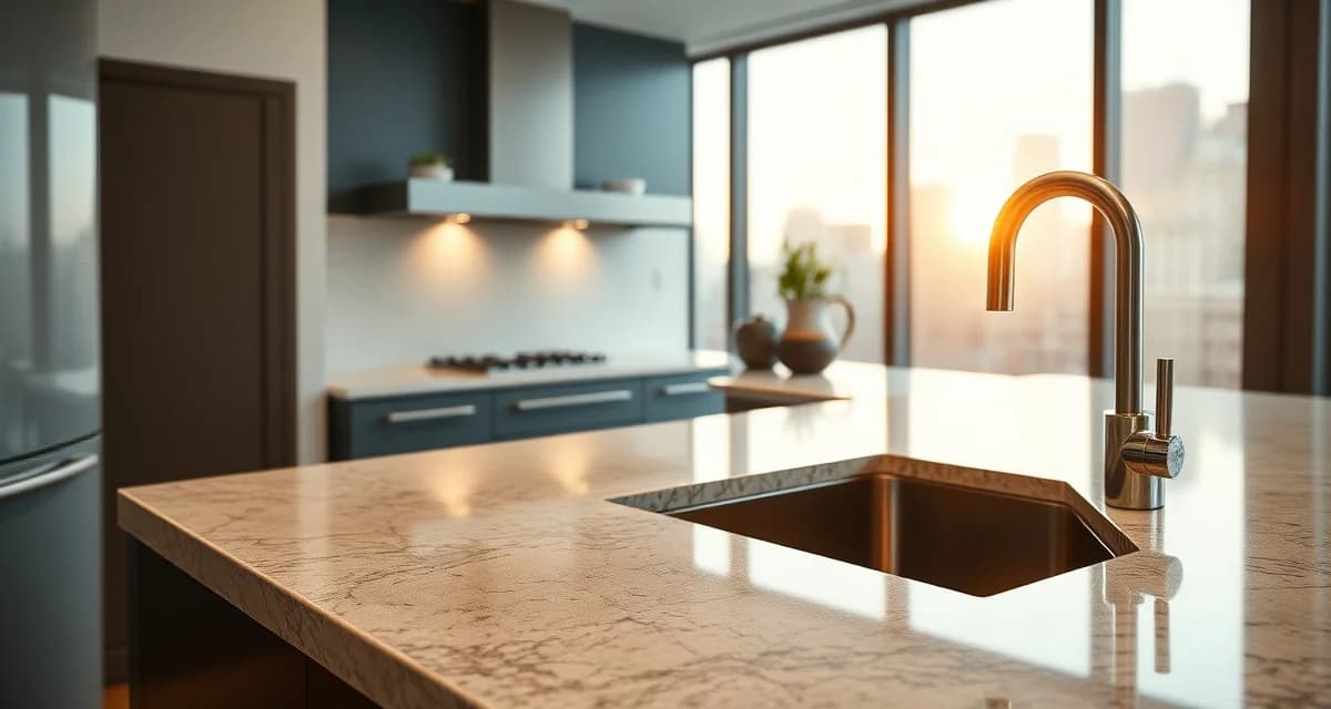 Premium granite countertop installation in New York kitchen showing high-end stone fabrication and professional finishing details