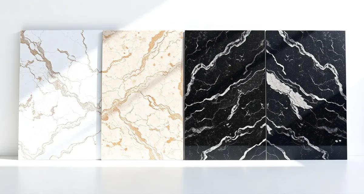 Collection of popular granite countertop color samples including white, gray, black and earth tone slabs for homeowners and fabricators.