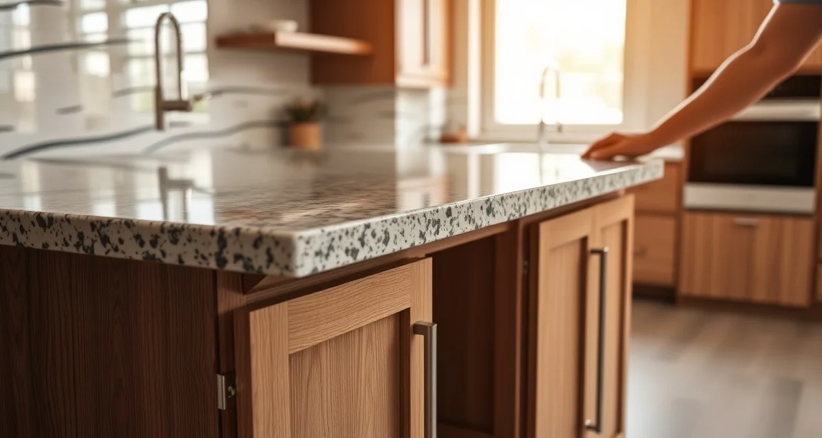 Stone countertop installation on kitchen cabinets showing weight support structure and reinforcement system for granite and quartz
