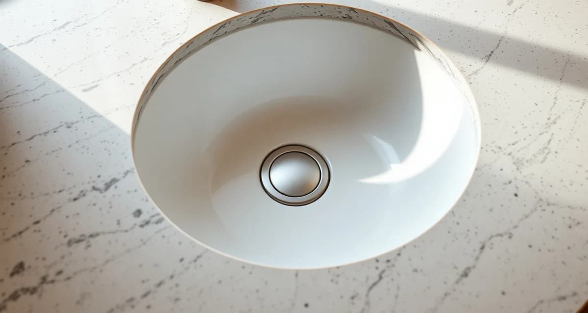 Undermount sink cutout in polished granite countertop showing precise stone edge and mounting detail from below the surface