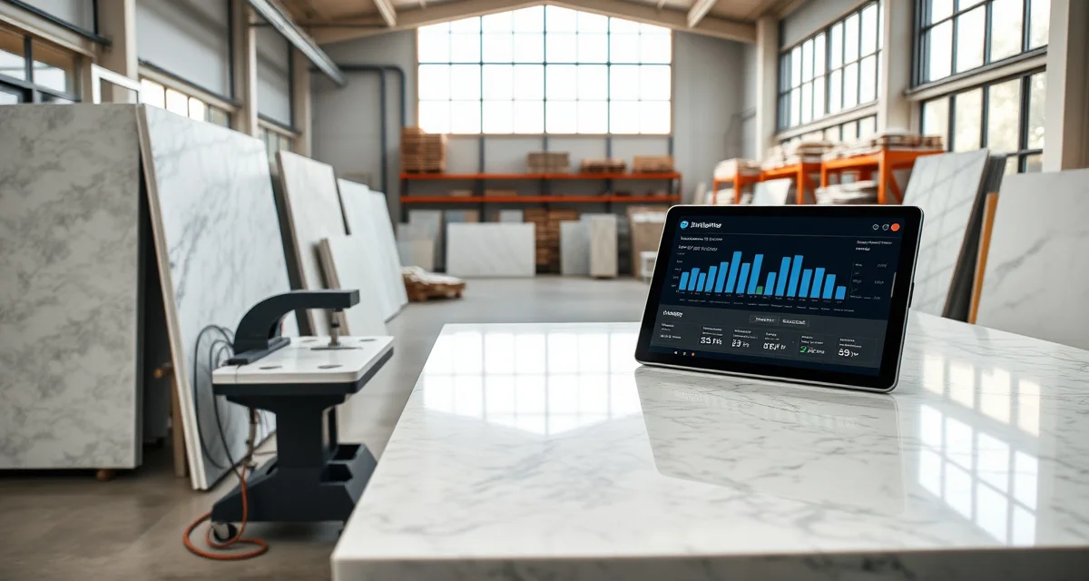 SlabWise countertop software for Atlanta shops Modern countertop fabrication shop in Atlanta using specialized software for quoting and job management