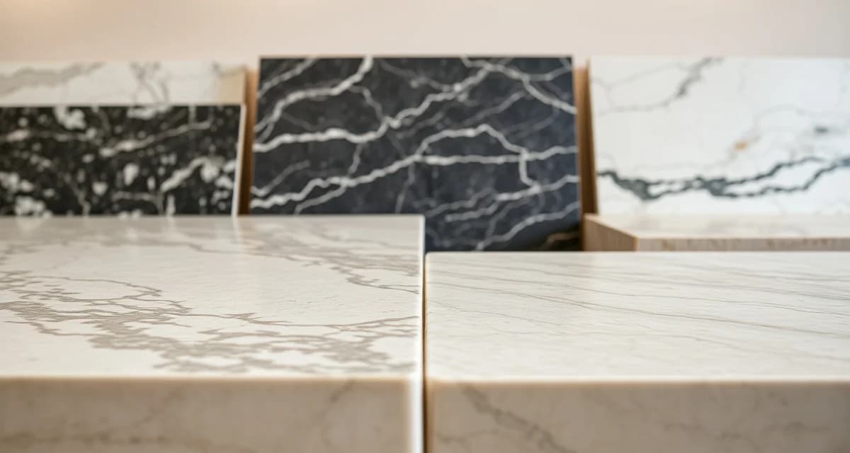 Bedrosians stone slab selection and quality Premium stone countertop slabs including granite, quartz, marble and quartzite samples displayed in a professional showroom setting