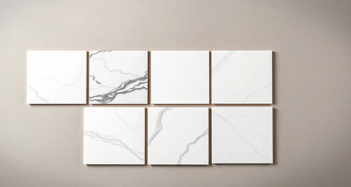 Premium countertop material samples comparison guide Top countertop materials for 2026 including quartz, granite, marble, and engineered stone samples displayed side by side
