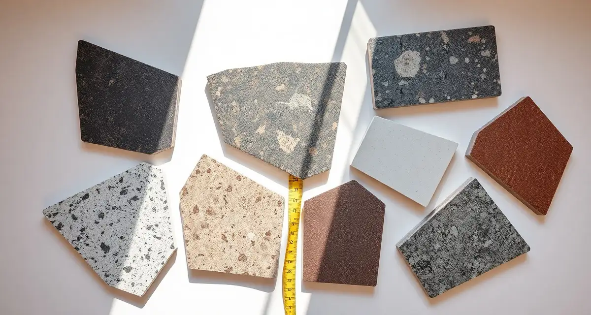 Premium stone remnants at fabricator pricing Colorful stone remnant pieces displayed together showing various granite and quartz options available from local countertop fabrication shops