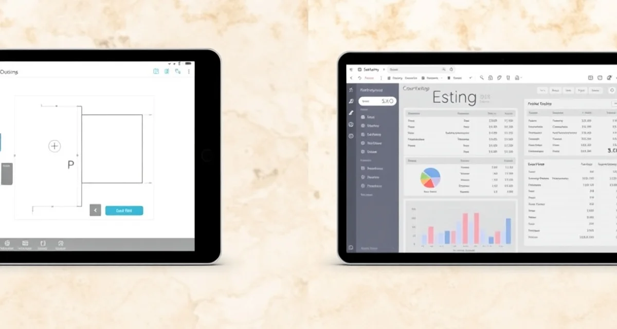 CounterGo vs QuickQuote feature comparison visualization Comparison of CounterGo and QuickQuote countertop quoting software interfaces side by side