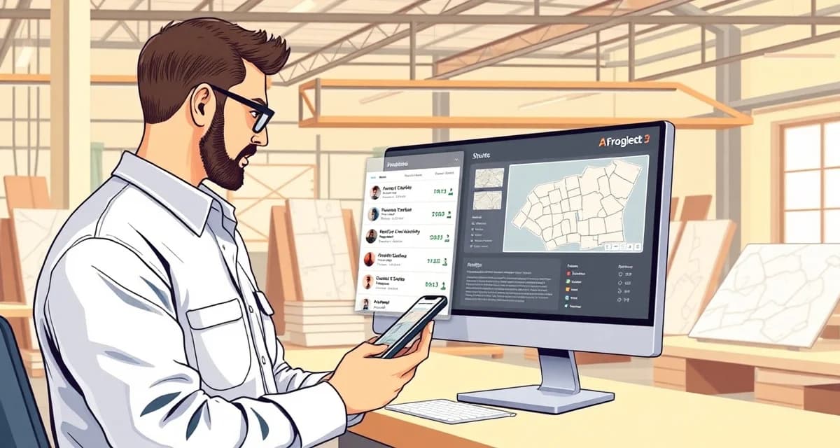 SlabWise automated customer notification platform Automated customer update system for countertop fabrication showing real-time project status notifications on mobile and desktop