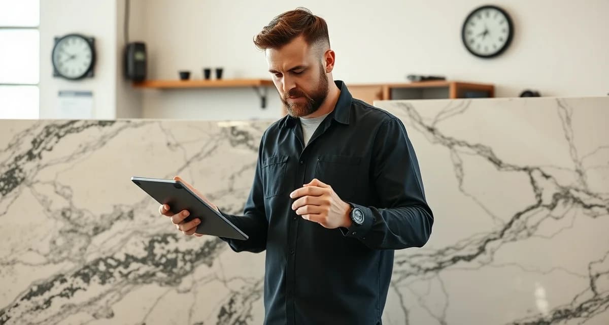 Lead response system for countertop fabrication businesses Countertop shop owner tracking lead response times to improve inquiry conversion rates and capture lost sales opportunities.