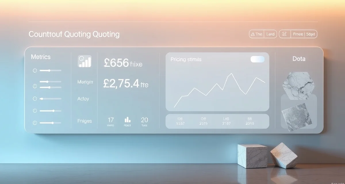 SlabWise quoting platform interface Countertop quoting software dashboard interface showing AI-powered pricing calculations and stone fabrication estimates for contractors.