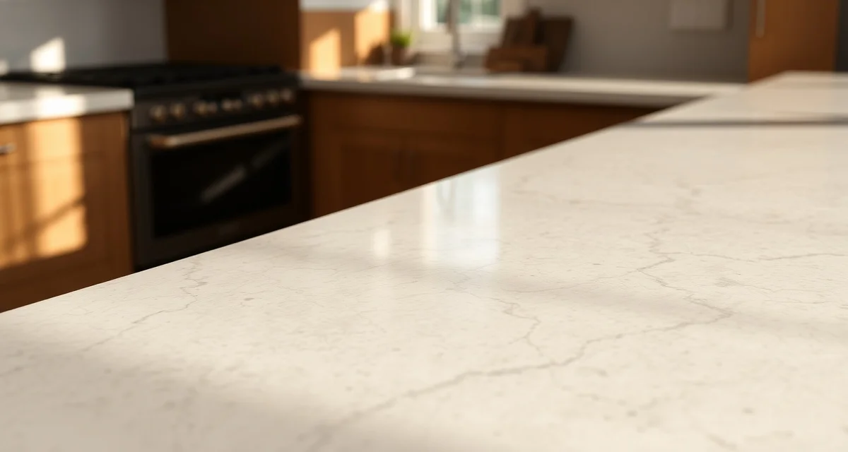 Professional countertop seaming technique Seamless countertop seam showing expert stone fabrication and polishing on a kitchen countertop surface.