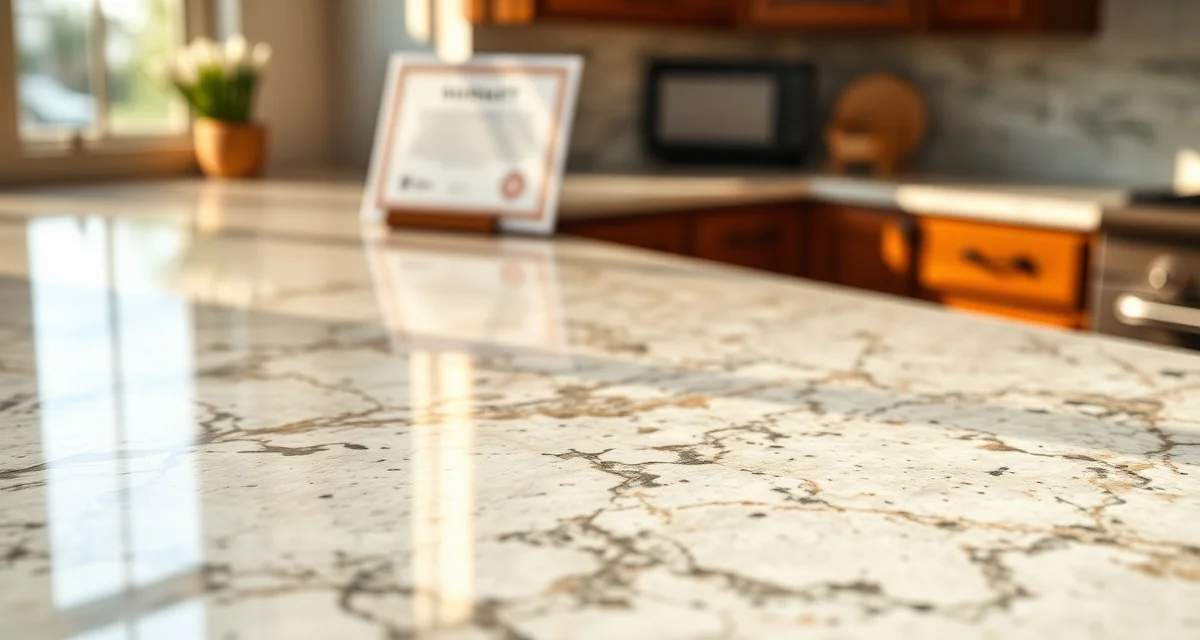 Countertop warranty coverage guide Premium stone countertop surface displaying quality fabrication and warranty protection for homeowners and contractors.