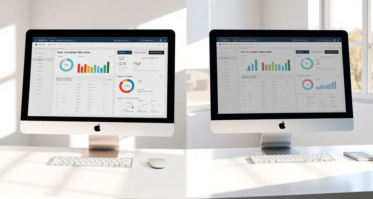 Countertop software comparison visualization Side-by-side comparison of EasyStoneShop and iCounterSoft software interfaces for countertop fabrication shop management
