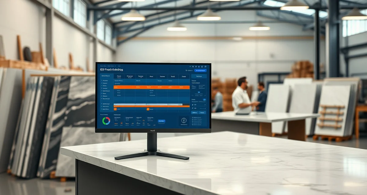 Shop floor software management interface Countertop fabrication shop management software dashboard comparing Fab-Pak alternatives for production scheduling
