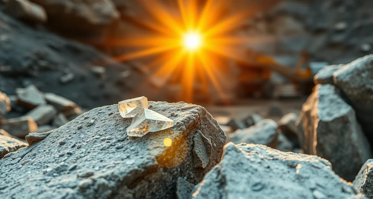 Granite quarry mining operation Raw granite boulders exposed in a quarry showing mineral crystals and geological layers where granite is mined
