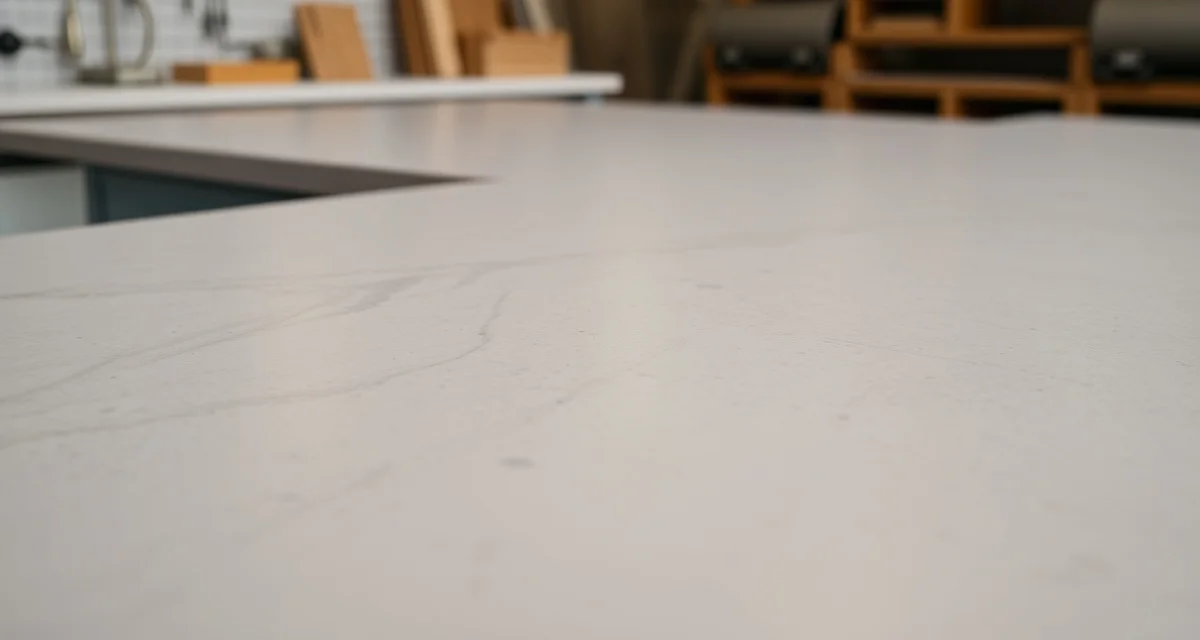 Professional honed stone countertop finish detail Close-up view of honed finish stone countertop displaying smooth matte surface texture with minimal reflective sheen