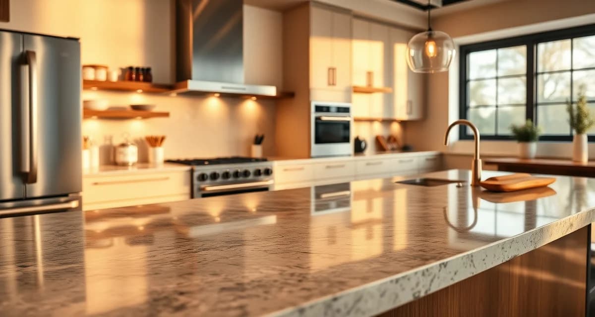 Kitchen Renovation Investment Guide Modern kitchen with premium stone countertops showing renovation costs and design quality for 2026