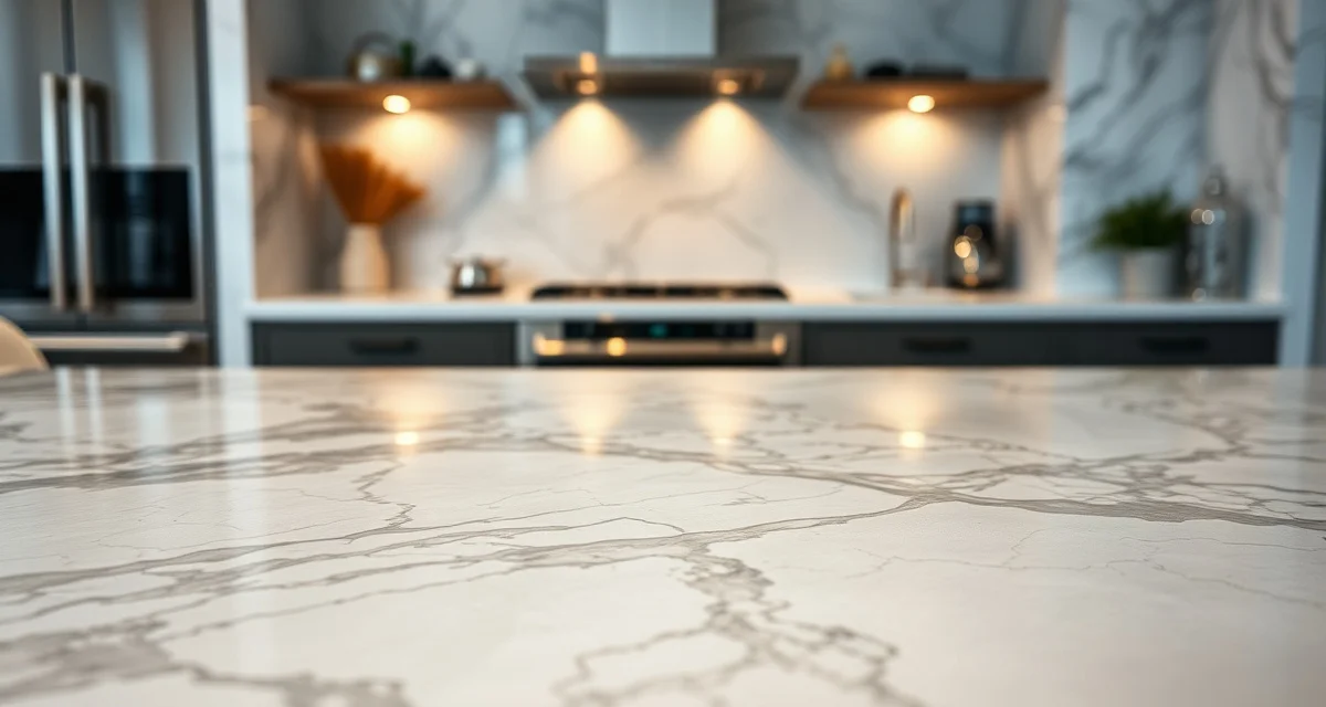 High-end marble countertop installation example Elegant Italian marble countertop with natural veining patterns showing premium surface quality and finish