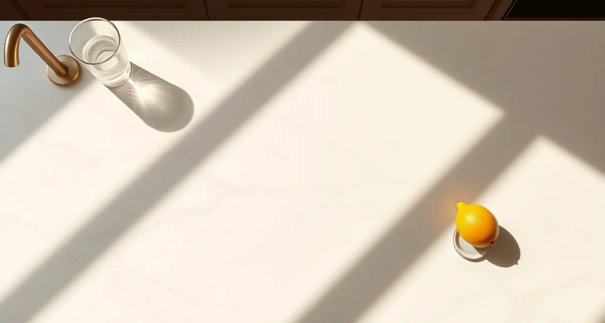 Premium marble countertop with visible etching patterns Elegant white marble kitchen countertop with natural veining showing patina and etching characteristics from daily use