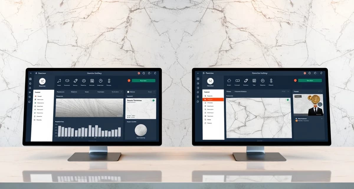 Stone Shop Software Comparison Interface Comparison of Moraware shop management software and SlabSmith slab visualization tool interfaces for countertop fabrication businesses
