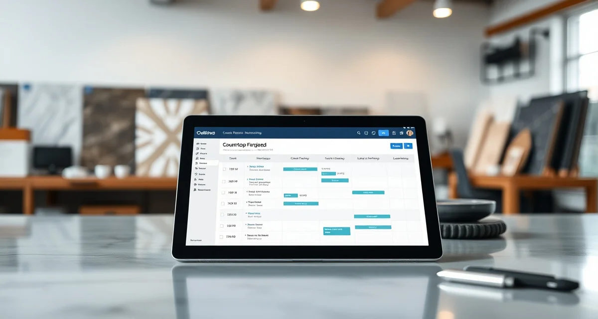 Cloud-based job tracking software for stone fabricators Moraware Systemize job tracking dashboard displaying countertop fabrication shop scheduling and workflow management interface