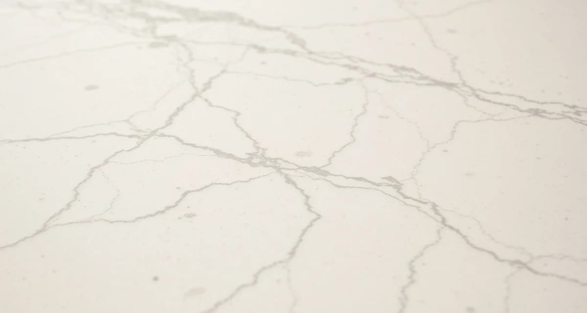 Premium quartz countertop material sample Close-up view of engineered quartz countertop surface showing natural quartz crystals and polymer resin composition