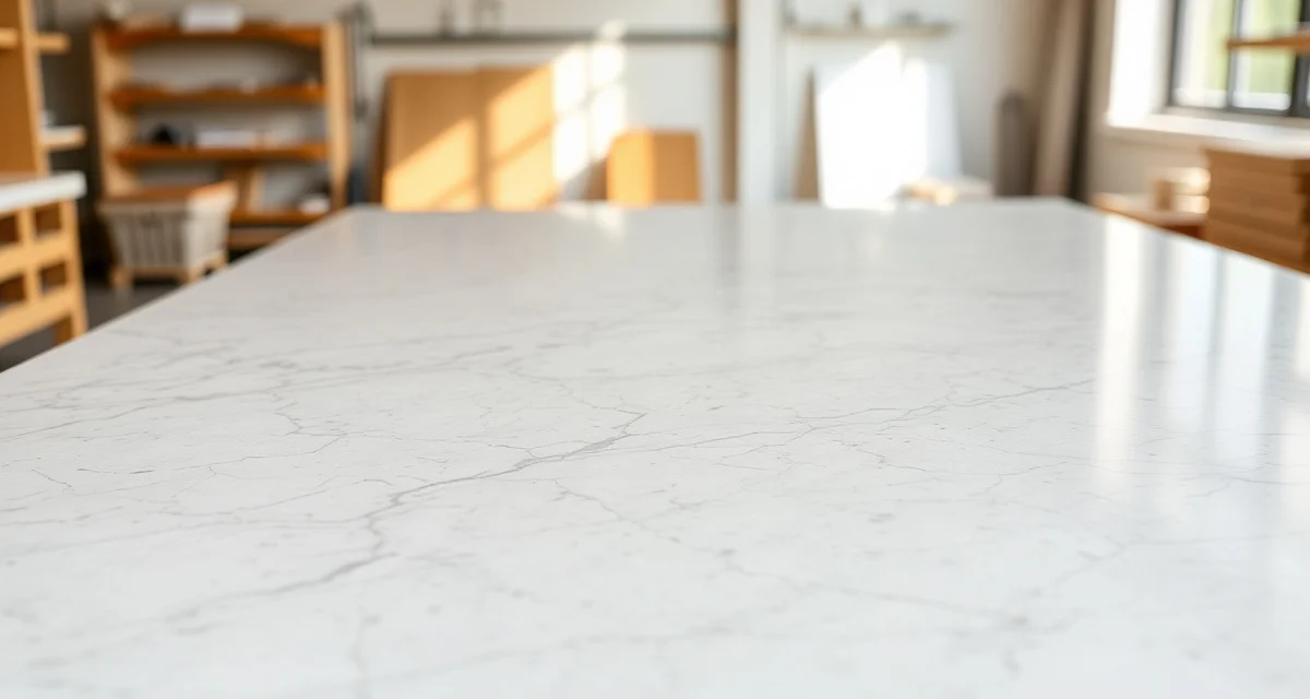 Premium engineered quartz stone sample Polished quartz countertop surface showing engineered stone patterns and high-end fabrication quality for residential construction applications