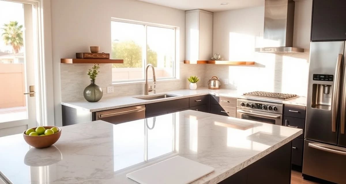 San Diego countertop installation example Modern kitchen countertops installed in San Diego showing quartz and granite surfaces with professional fabrication quality