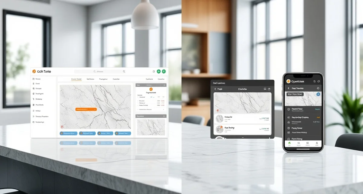 Stone countertop software comparison analysis SlabWise vs StoneApp comparison showing AI fabrication management platform features and field operations tools for stone countertop shops.
