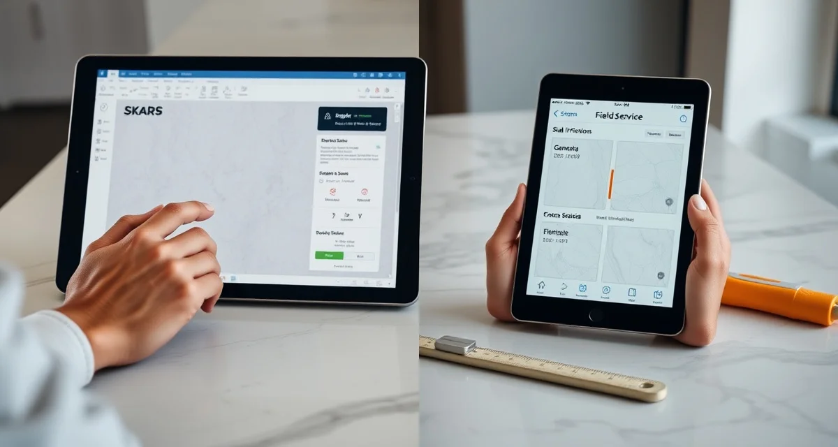 Purpose-built countertop fabrication software comparison SlabWise versus Housecall Pro software comparison for stone countertop fabricators showing purpose-built features.