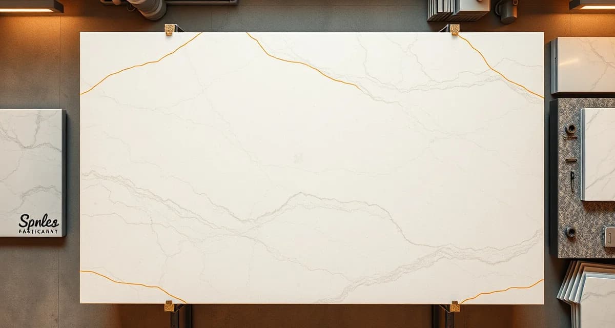 AI-powered slab nesting optimization for stone fabrication shops Optimized stone slab nesting layout showing efficient cutting patterns that recover 10-15% material waste in countertop fabrication