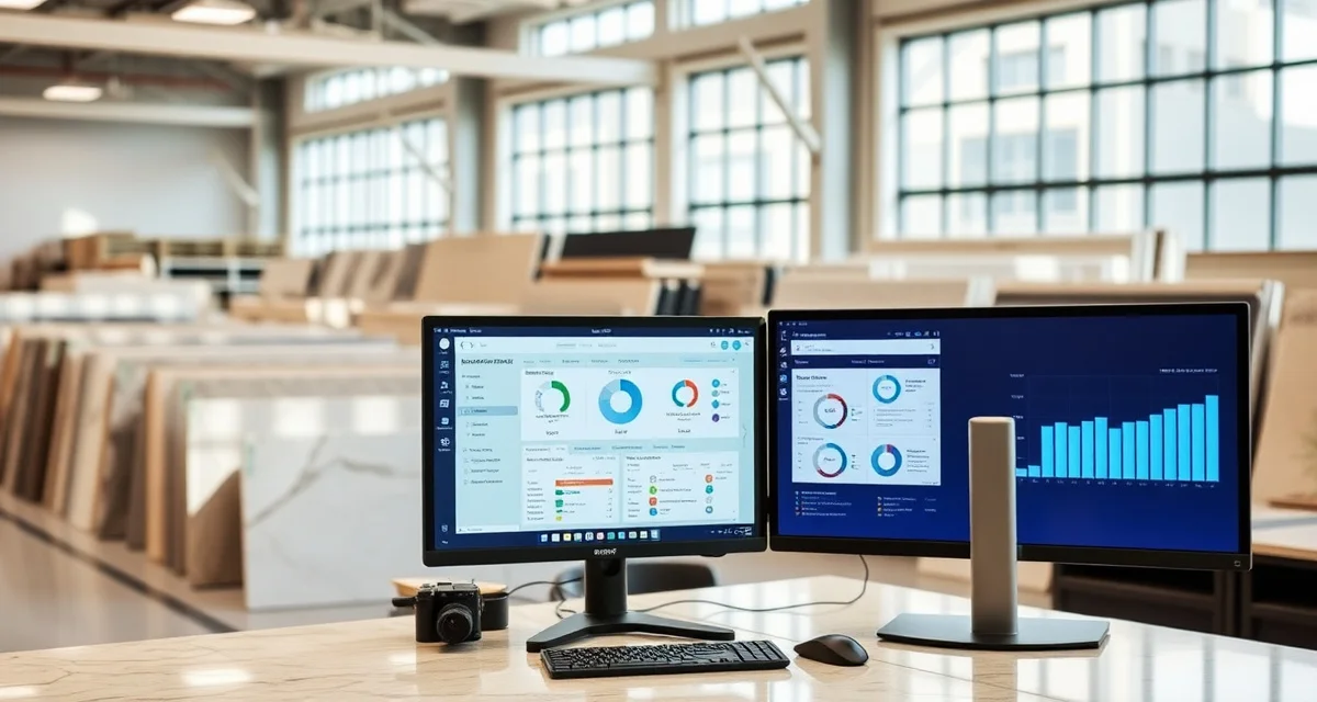 Fab shop software replacing Excel spreadsheets Modern countertop shop management software interface replacing spreadsheets for job tracking and quoting