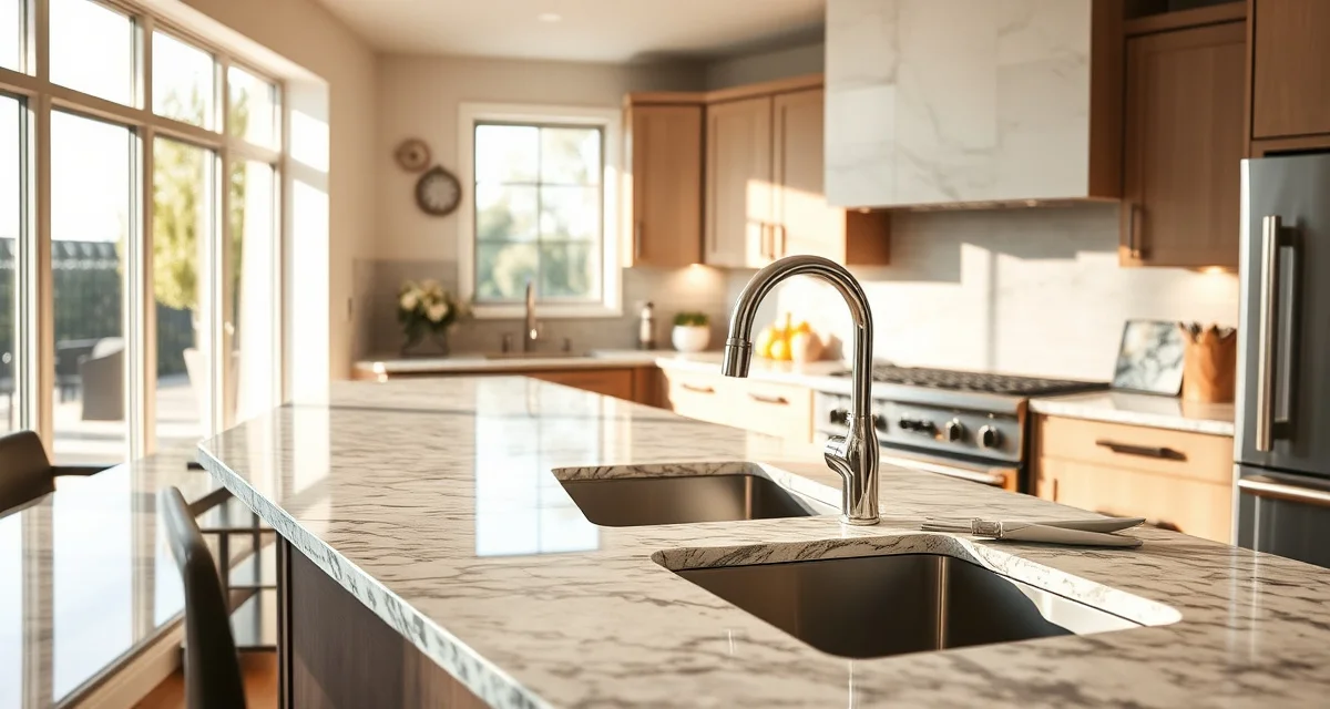High-value countertop materials for home investment Luxury kitchen with premium stone countertops that increase home resale value and buyer appeal