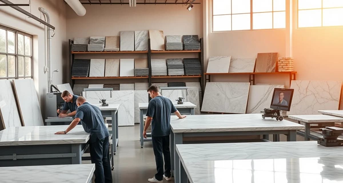 SlabWise countertop software for Tampa fabrication shops Professional countertop fabrication shop in Tampa, FL using specialized stone management software for quoting and job scheduling