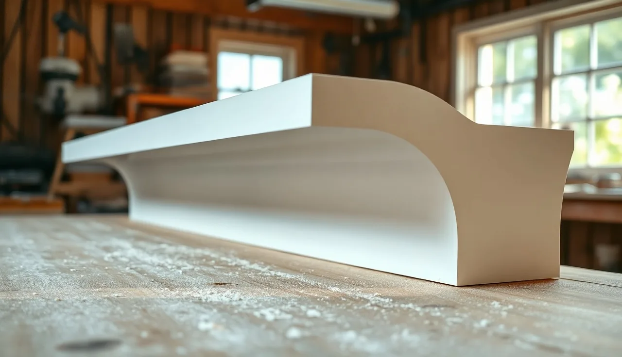 Underside of a post-form countertop showing the cope channel along the backsplash
